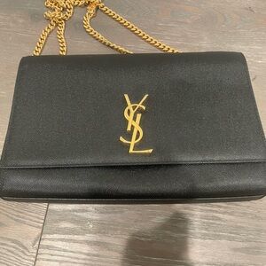 Yves Saint Laurent Kate Black Handbag with Gold Accents